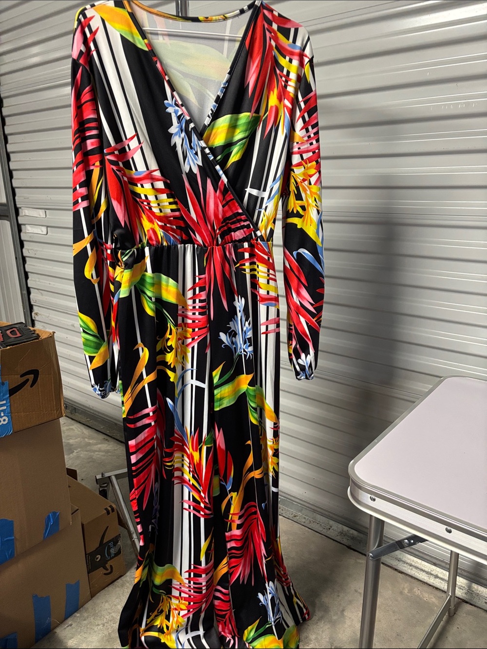 Women’s Black Tropical Print Wrap Jump Suit